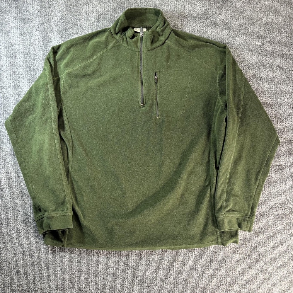 L.L. Bean Sweater Mens XL Green Fleece 1/4 Zip Mock Neck Pullover Long Sleeve